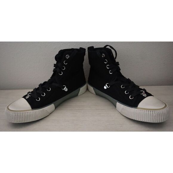 ALLSAINTS ZW0233 Women Sz 8M Black Canvas Elena Signature High Top Sneakers - Picture 6 of 10